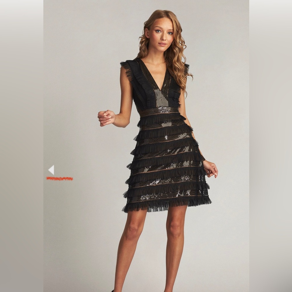 Tadashi Shoji Katja Sequin Ruffle Mini Dress